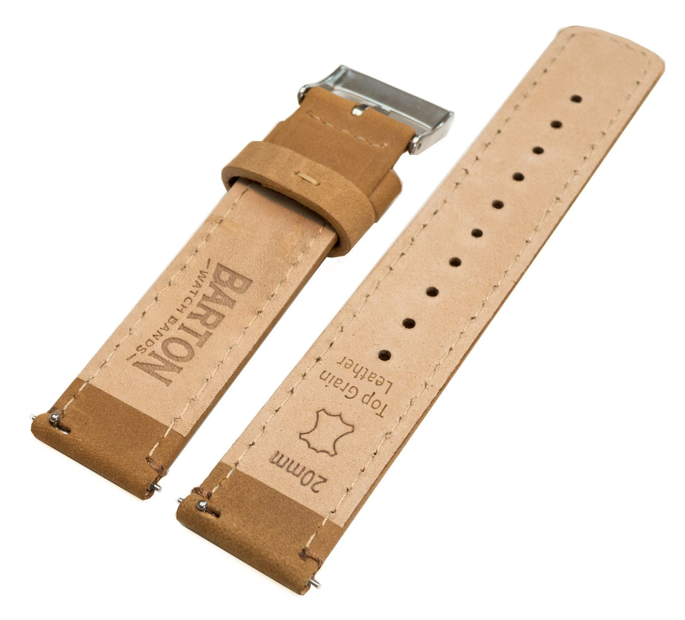 Samsung Gear S3 Gingerbread Brown Leather Gingerbread Sticthing Quick Release Watch Band - Image 4
